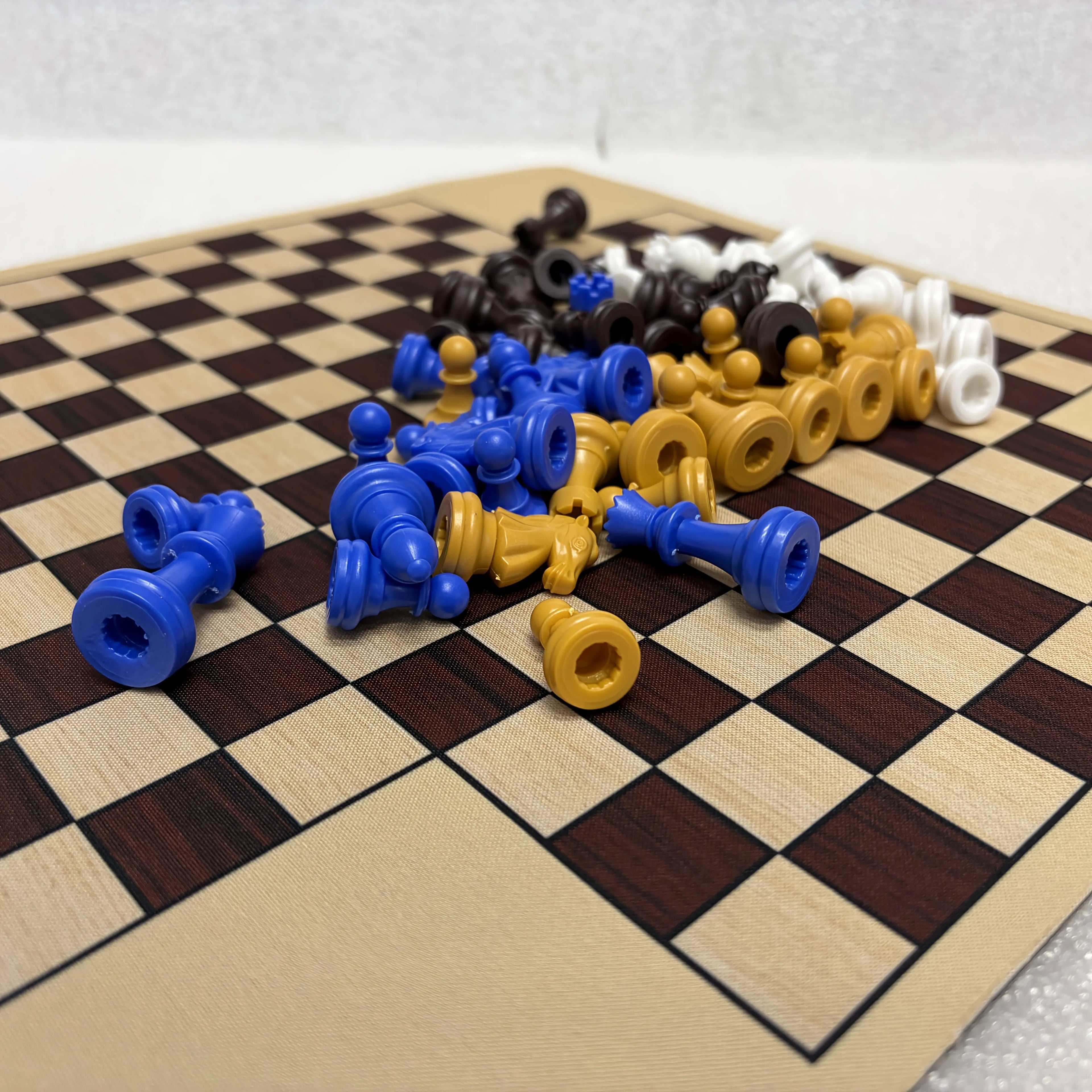 4 Players Chess Classic Board Game Chess Game with 4 Color (16 Pieces per Color ) 64 Pieces Total Paired with a Game Mat