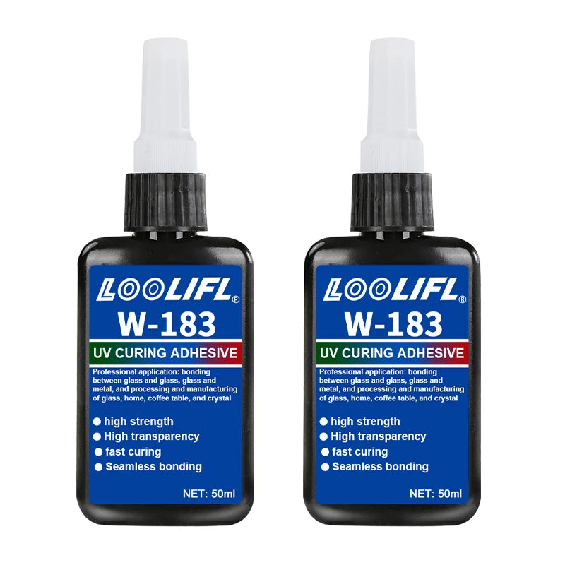 W183 UV invisible adhesive, transparent resin adhesive, diy, for glass, ceramics and plastics, UV curing, no residue. Strong