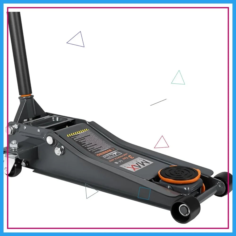 3-Ton Low Profile Hydraulic Floor Jack with Dual Pistons Quick Lift Pump for Car Maintenance (Random Color)