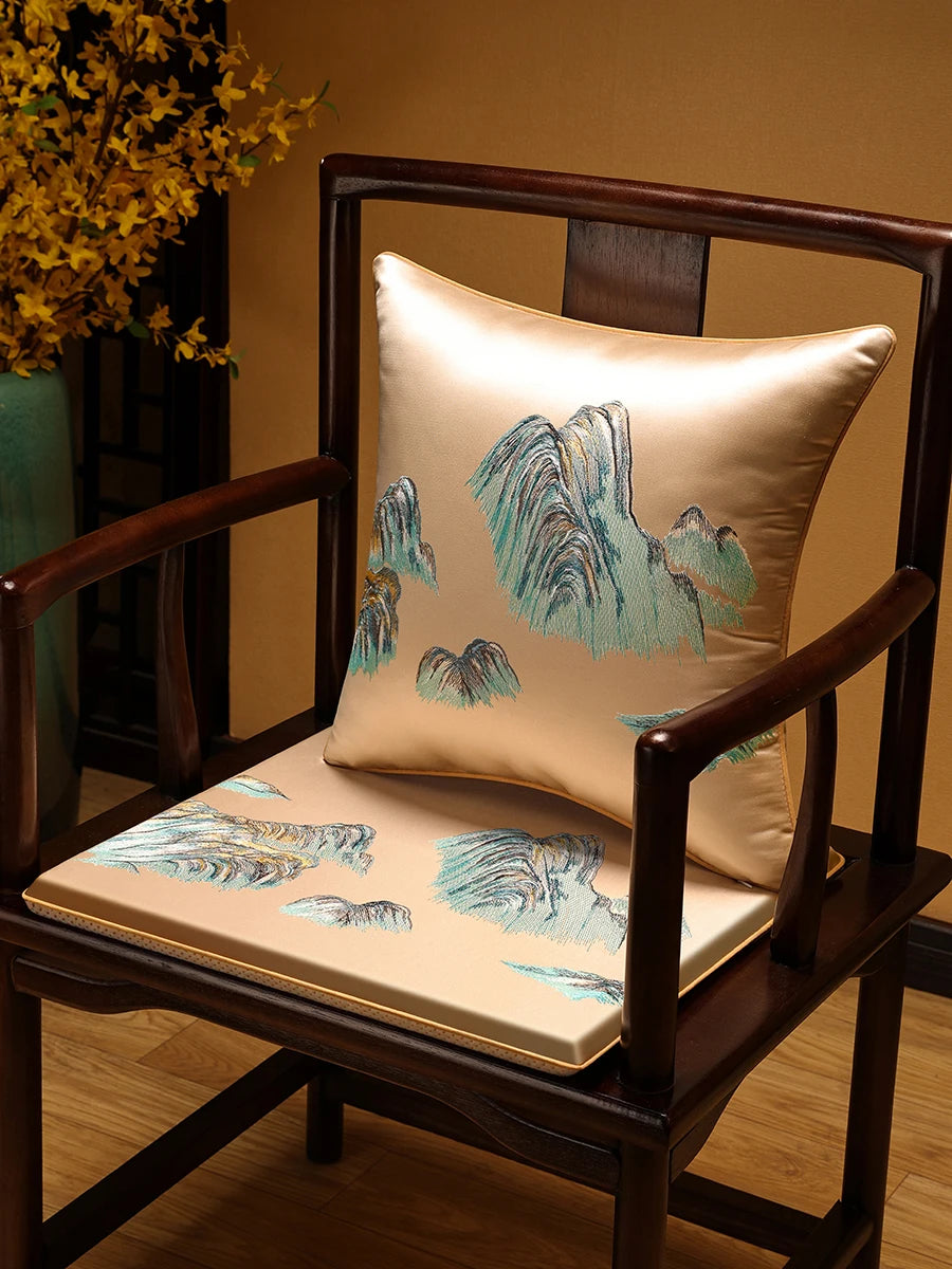 New Chinese-style Foam Chair Cushions Rosewood Sofa Cushion Cover Home Sponge Seat Cushions Embroidered Anti-slip Chair Cushions