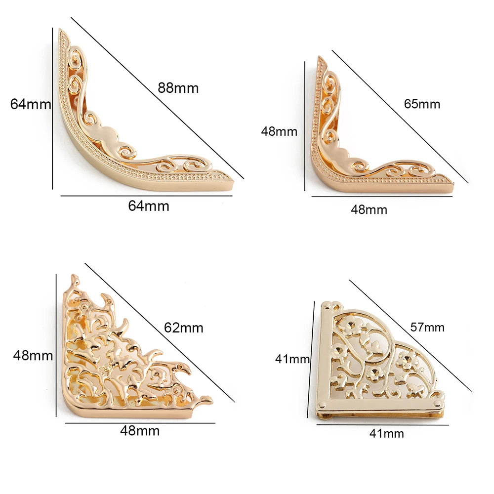 4/30/100PCS 64x64mm,48x48mm Edges Hollow Fixed Decorative Buckle For Handbag Metal Bag Corner Protectors With Screws Accessories