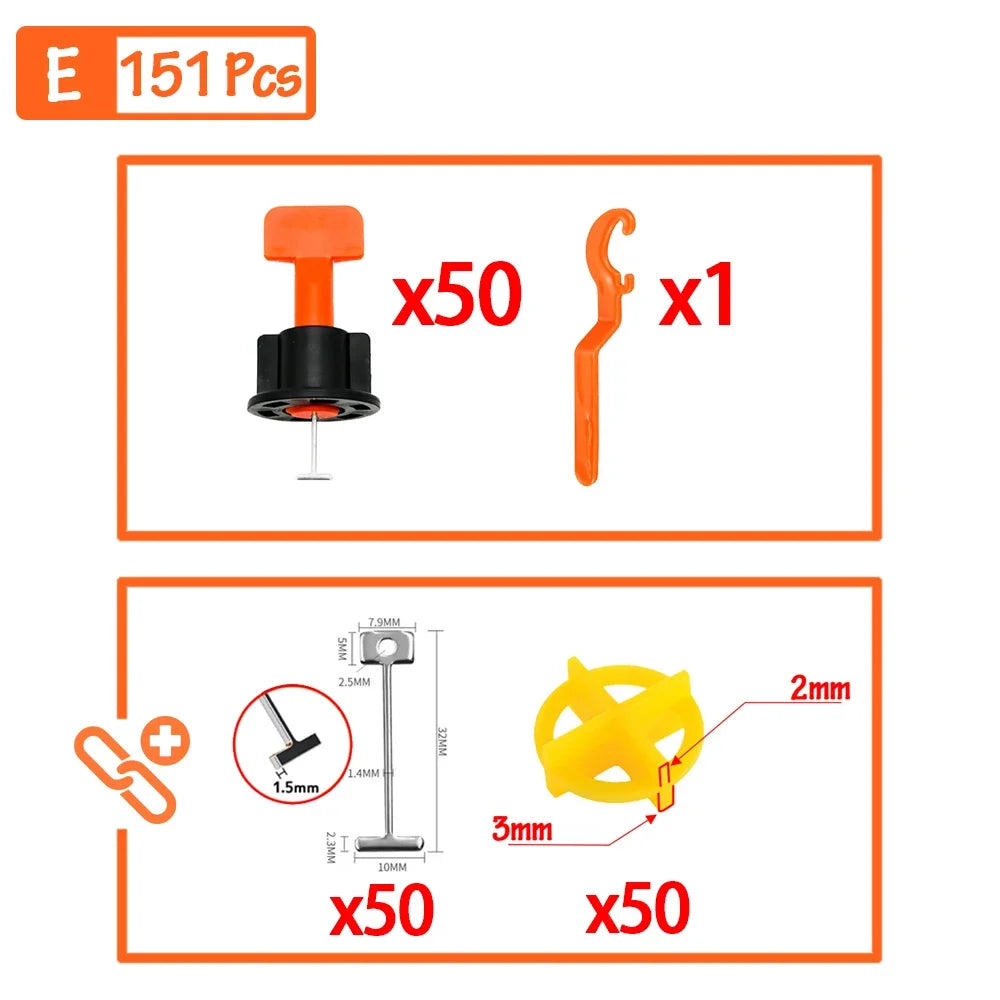 51-402Pcs Floor Tile Leveling System Clips Spacers Porcelain Ceramic Leveler Kit For Tile Laying Wall Fixing Construction Tools