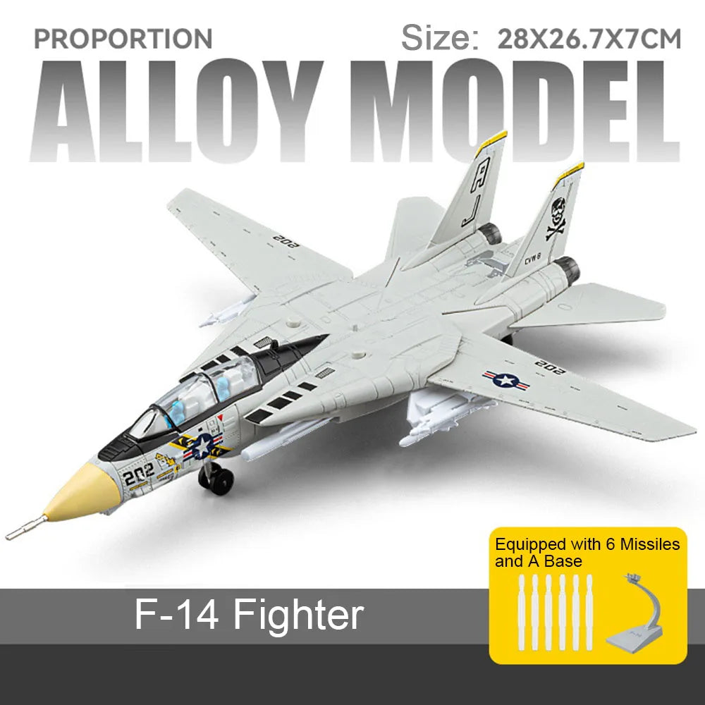 1:32 A-10 Thunderbolt II‌ F-14 Fighter Model Toy Foldable Wheels Metal Body Airplane Sound Light Models Gifts for Children