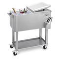 80 Quart Rolling Ice Chest Cooler Cart,Stand Up Beverage Bar Trolley For Patio Backyard Party, Custom