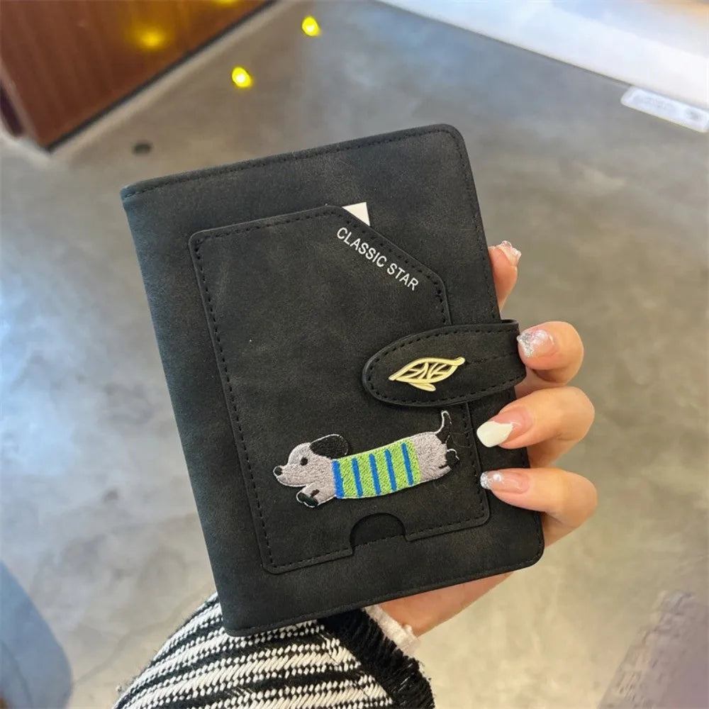 Cartoon Animals Design RFID Passport Cover Embroidered Dogs Ticket Clamp Cute Passport Cover Waterproof Material