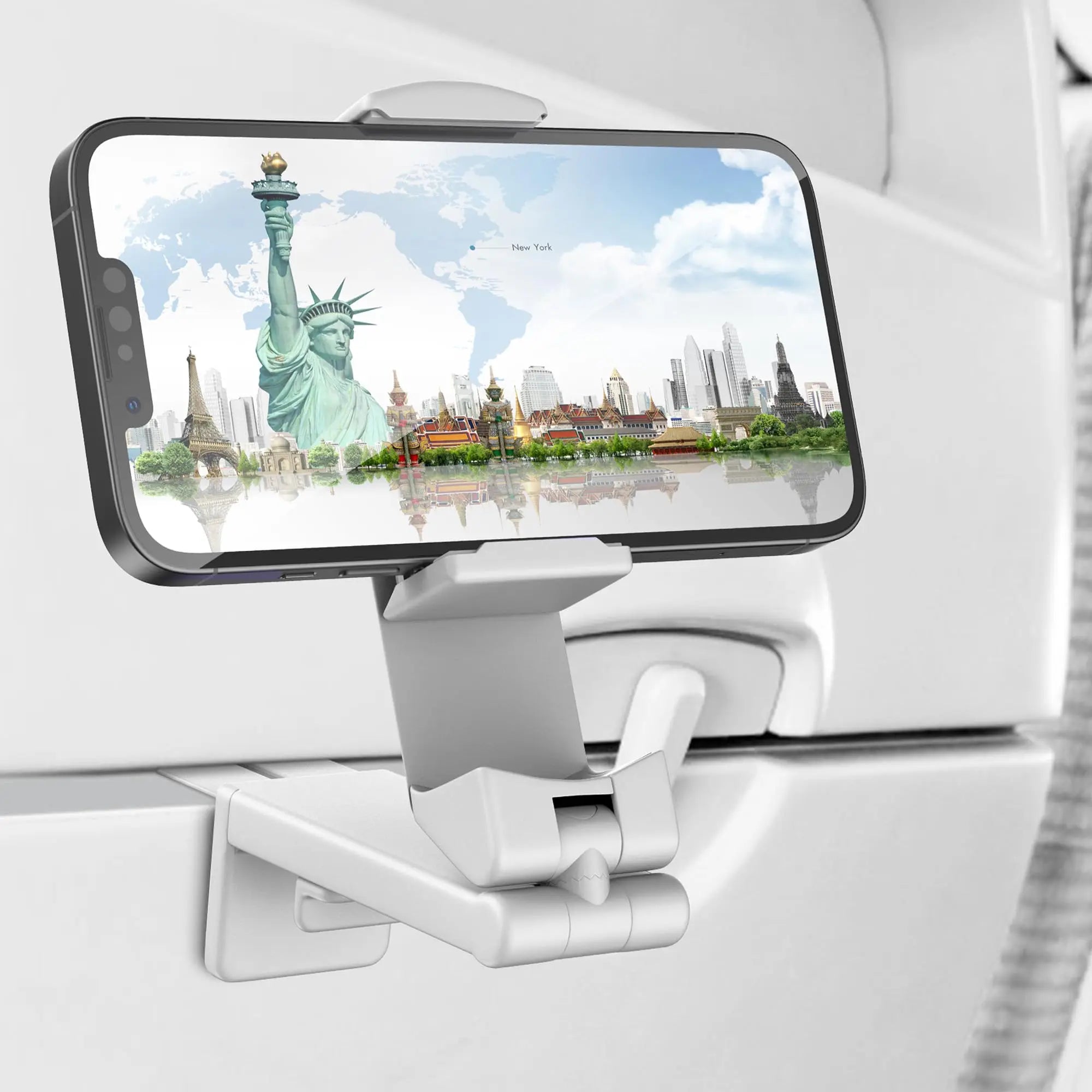 Foldable Airplane Phone Holder Portable Travel Stand Desk Flight Adjustable Rotatable Selfie Holding Train Seat Stand Support