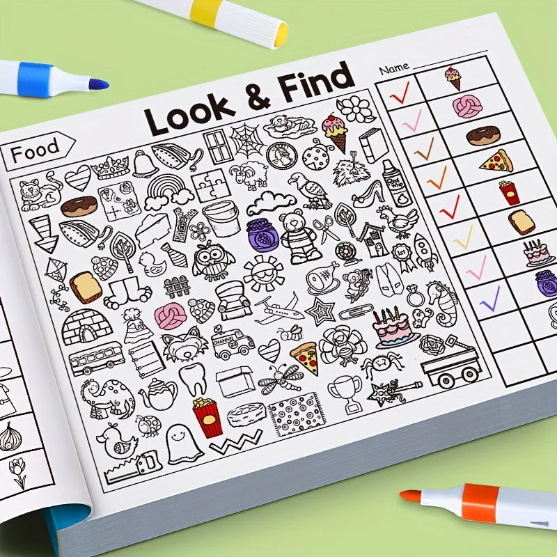Children's Hidden Object Coloring Book Kids Find Items Coloring & Drawing Book Educational Flashcard, Handwriting Exercise Book