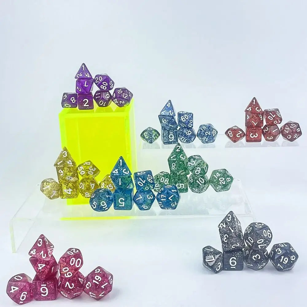 7Pcs Digital Dice Set Double Colors Acrylic Table Game Opaque Polyhedral Dices for DND Dice Tabletop Role-Playing Game Dice Gift