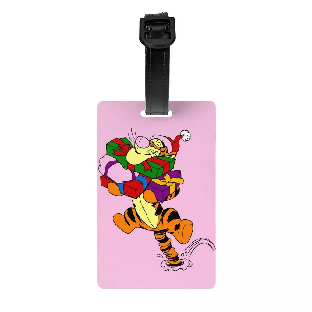 Custom My Friends Cartoon T-Tigger Pooh Luggage Tag Privacy Protection Baggage Tags Travel Bag Labels Suitcase