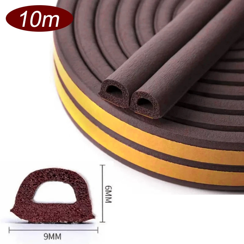 10m/20M/30M Weather Door Seal Diep Stripping Self-adhesive Draft Stopper Tape Window Weather Insulation Noise Rubber Sealing
