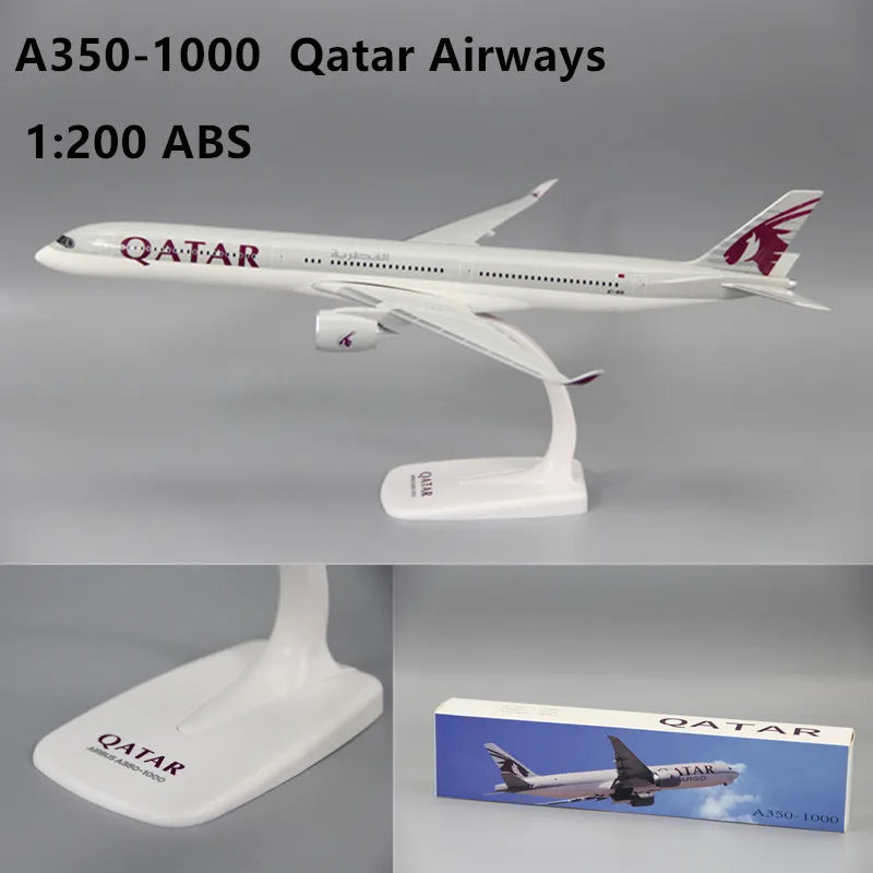 New 1:200 Scale A350-1000 Qatar Airways Airlines ABS Plastic Airplane Model Aircraft Plane Assembly Collection Display Fans