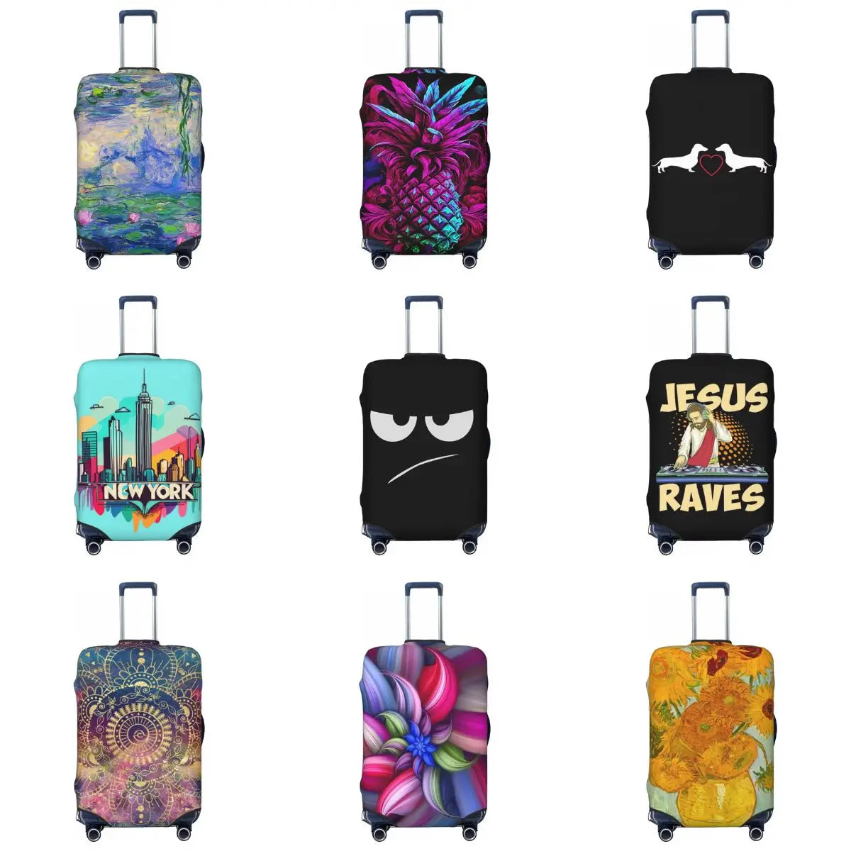 Water Lilies Oil Painting Suitcase Cover Holiday Monet Nature Elastic Luggage Accesories Business Protector