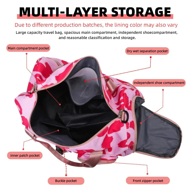 Fashionable Leopard Print Sports Gym Bag Weekend Overnight Bag Perfect for Fitness Sports and Outdoor Travel Weekender Overnight