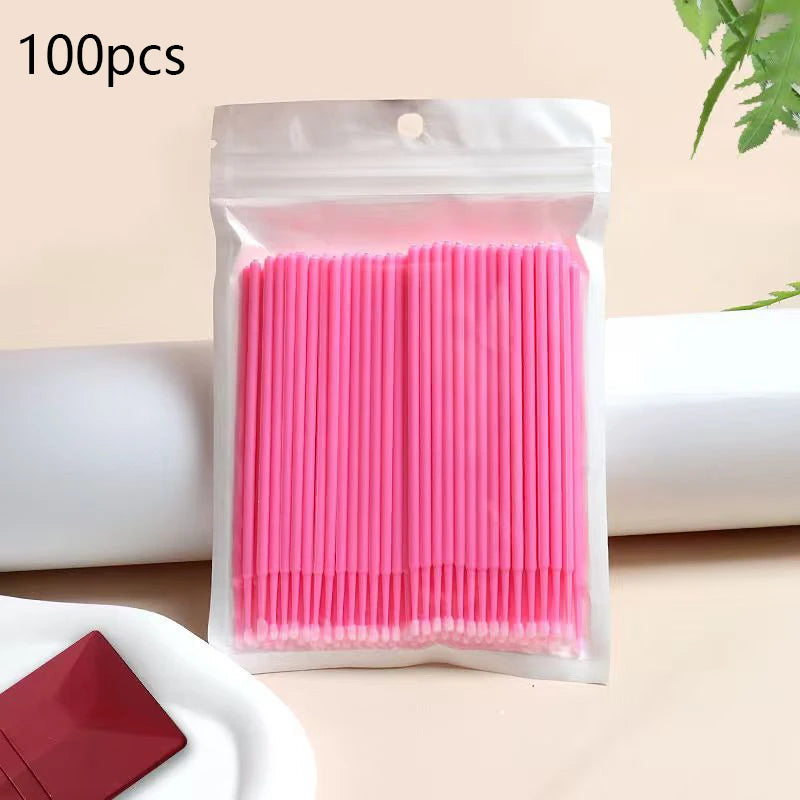 100Pcs Eyelash Cleaning Brush Lash Extension Micro Cotton Swab Individual Eyelashes Microbrush Beauty Makeup Clean Remover Tools