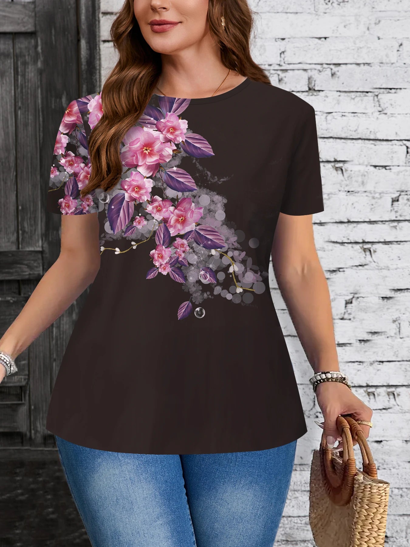 Plus Size Elegant Casual Woman T-Shirt Fashion Loose T-Shirt Woman Temperament Long sleeve T-Shirt Holiday Weekend