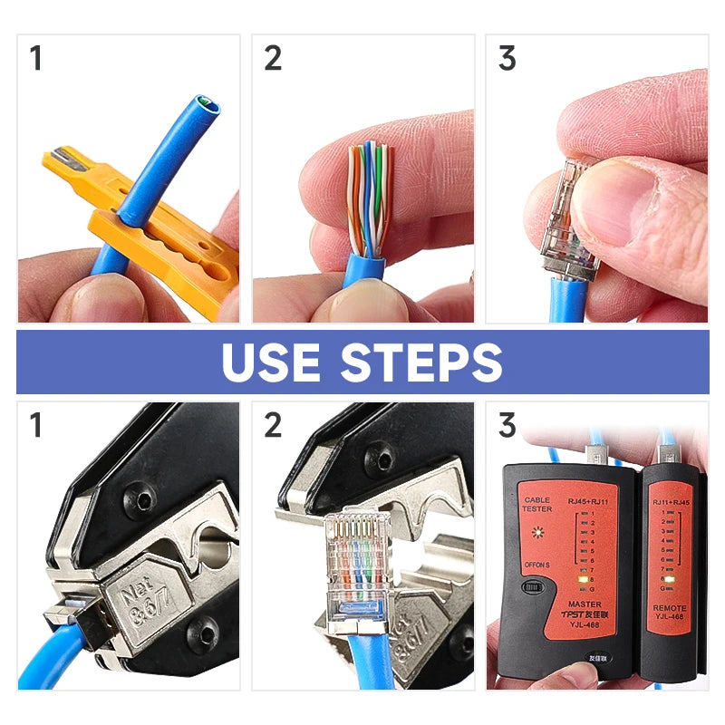 RJ45 Crimping Tool for Cat5/Cat6/Cat7 Ethernet Cables YHF-N567 Pliers Ratcheting for Precise Effortless Network Cable Crimping