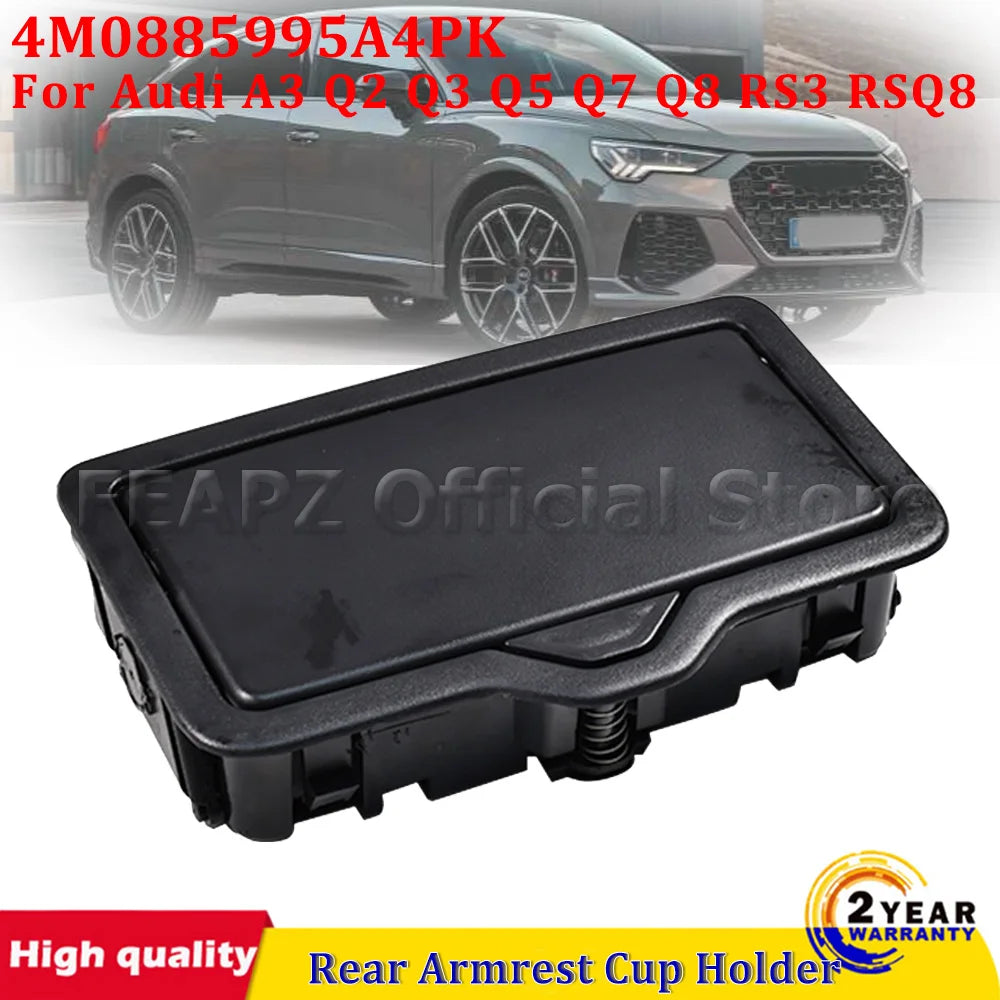 1Pc Black Car Rear Armrest Cup Holders Drinks Beverage Rack 4M0885995A4PK For Audi A3 Q2 Q3 Q5 Q7 Q8 RS3 RSQ8 Car Accessories