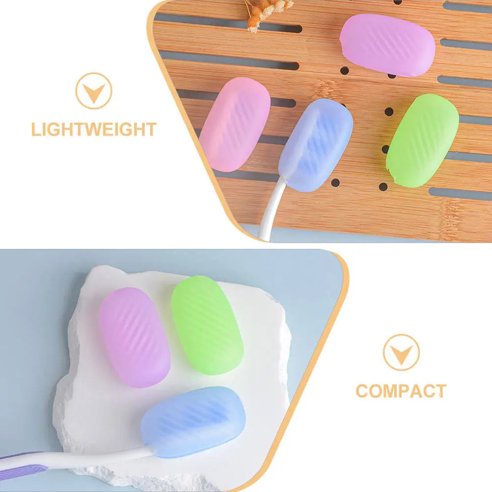 6Pcs Silicone Toothbrush Protective Caps Travel Kit with Compact Storage Box for Hotel Airplane Camping Hygienic Brush Head