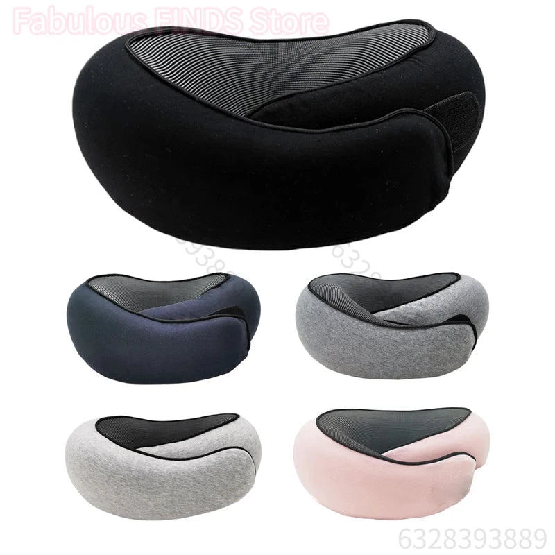 Memory Foam Travel Neck Pillow, 360-Degree Head & Chin Support Pillow for Home, Airplanes and Car Use
