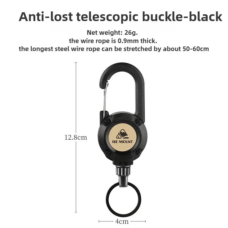 ISE MOUNT Outdoor tactical buckle Telescopic buckle Wire rope Multifunctional keychain Camping High rebound Anti-lost rope