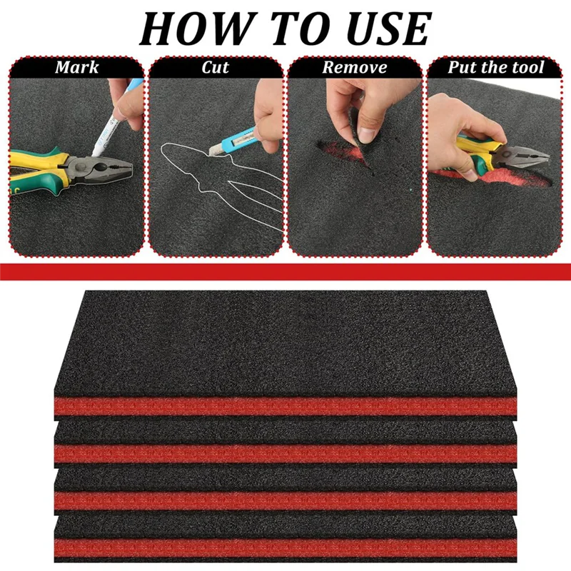 A88E-6Pcs Tool Box Foam,Foam Inserts For Cases,Tool Box Liner Polyethylene Tool Foam Sheets,Organizer And Storage Tool Shadow