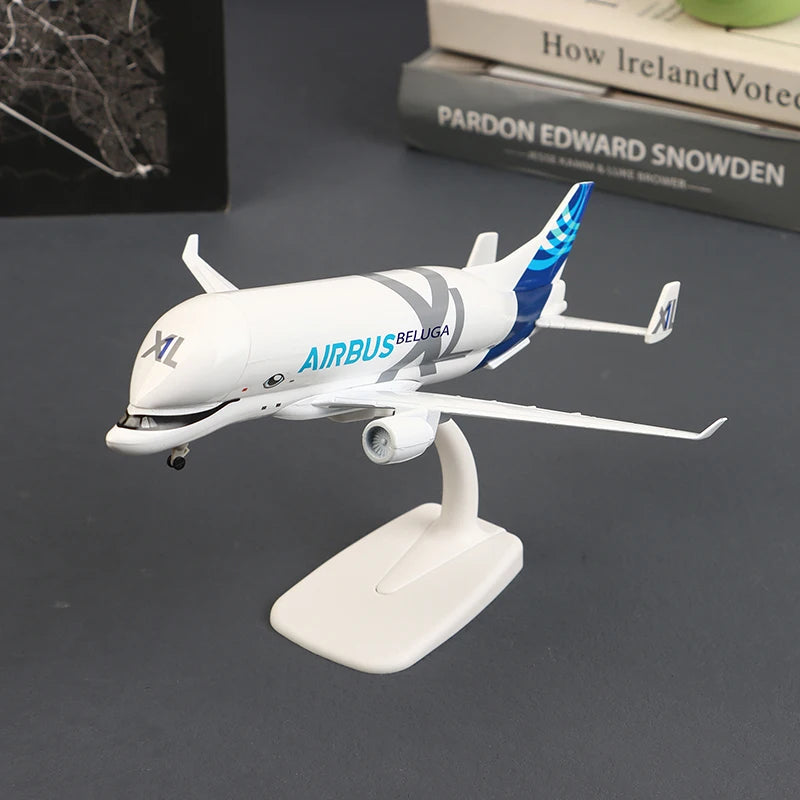 1Pc White Whale Transport Aircraft A300-600 Beluga Airlines Model Aircraft Transport Beluga Alloy Casting Airplane Toy Model#