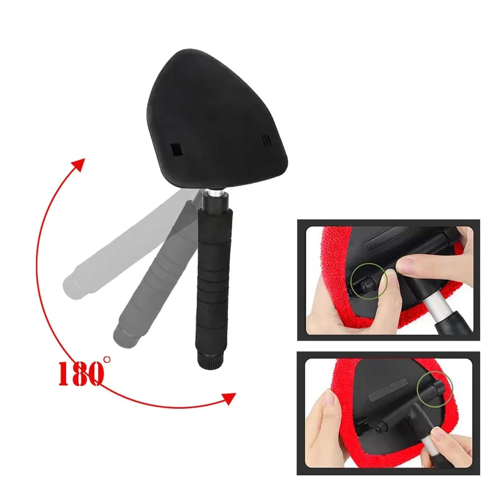 1 Set Car Windshield Long Handle Cleaning Tools Car Window Telescopic Handle Clean Brush Auto Soft Towel Brushs Car Accessories