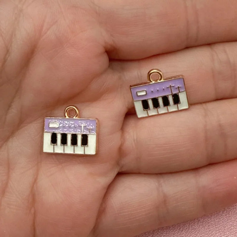 15pcs Alloy Drip Oil Cross border Music Festival Cute Instruments Guitar Notes DIY Accessories Pendant Handmade