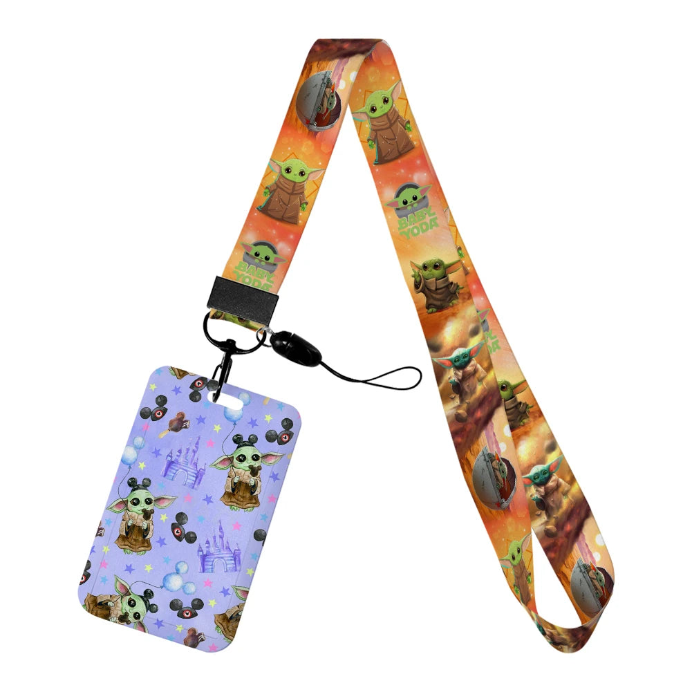 Cartoon Yoda Disney Card Holder Lanyards Minnie Card Holders Neck Strap for Keychain Kids Door Badge Holder Boy Girl Card Case