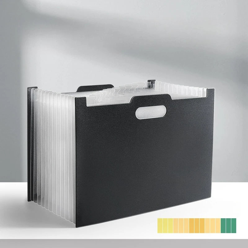 Modern white A4-sized foldable file storage box - with multiple pockets, the ideal desktop folder and desktop storage box
