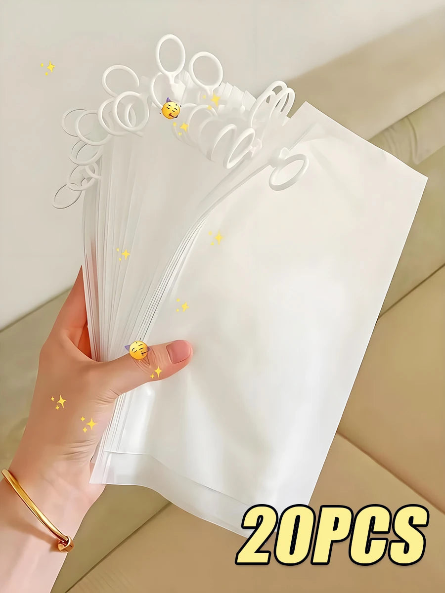 10/20pcs Frosted Waterproof Zipper Bag Portable Travel Storage Organizer Reusable Pull-Ring Pouch Multifunctional Subpackage Bag