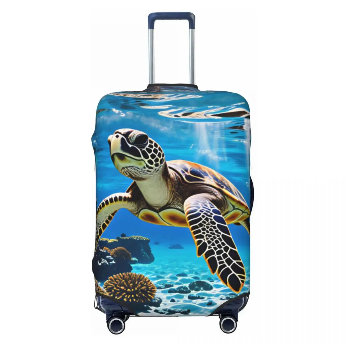 Funny Reflection Coral Reef Sea Turtle Fish Print Luggage Cover Protector Dust Proof Travel Suitcase Covers