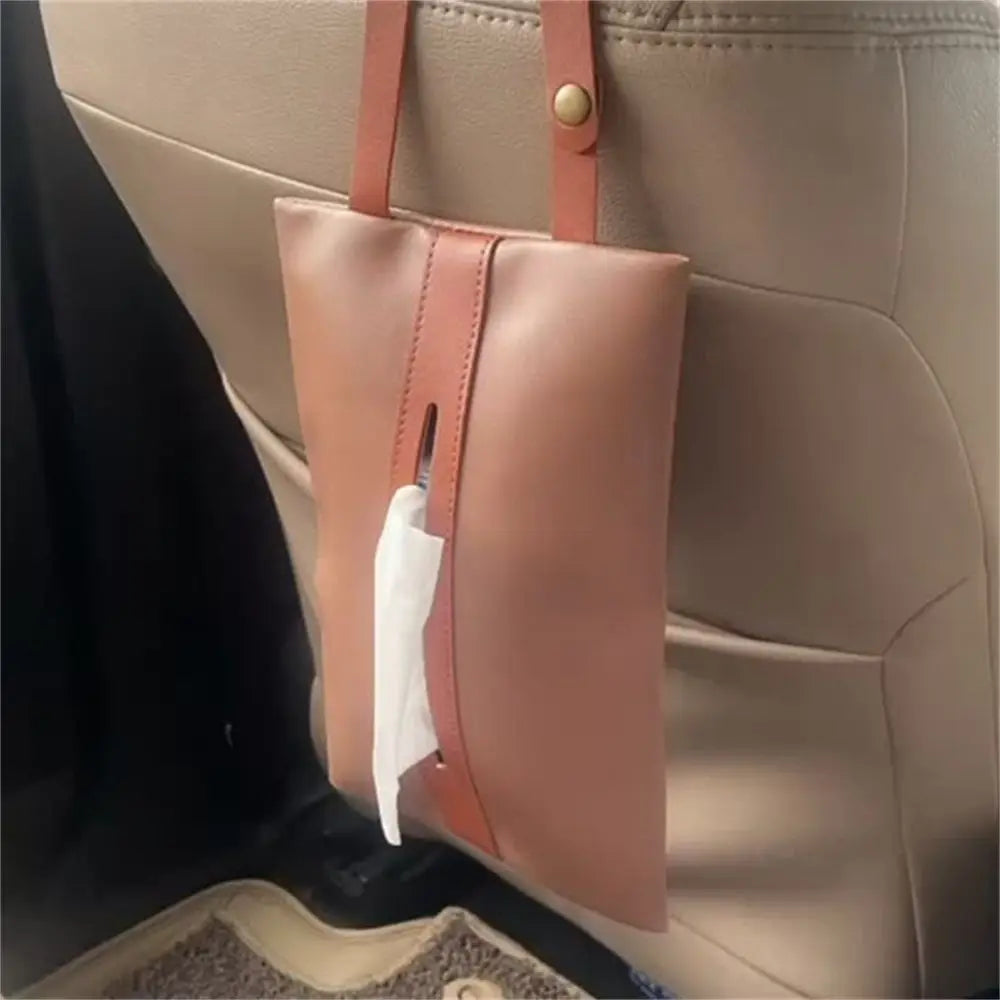 With Zipper Leather Pu Hanging For Car Hanging Tissue Cover Bag Toilet Tissue Storage Bag Car Tissue Box Paper Holder