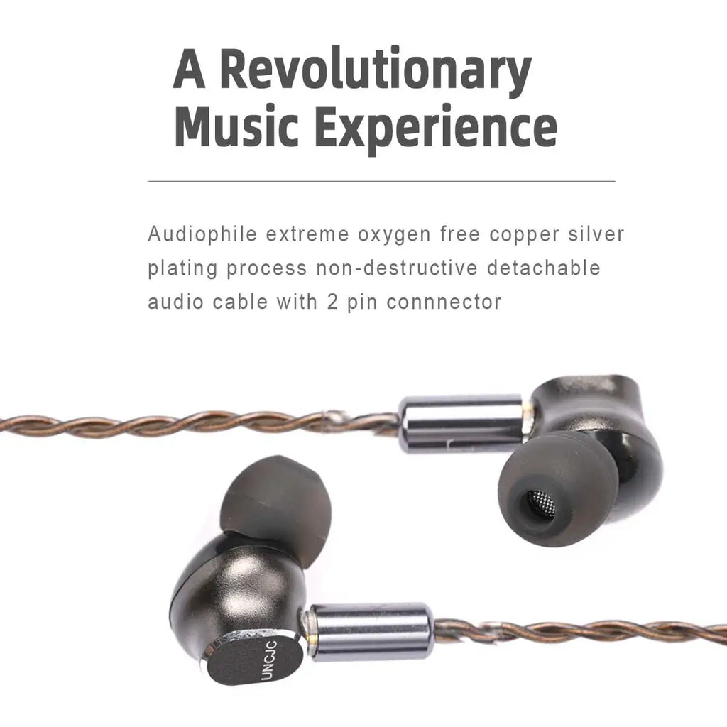 UNCJC Hi-Res Wired Earphone Type C Earbuds Built-in USB-C DAC Twisted Pair 2 Pin Cable IEM Headphones Hires Audio with Mic