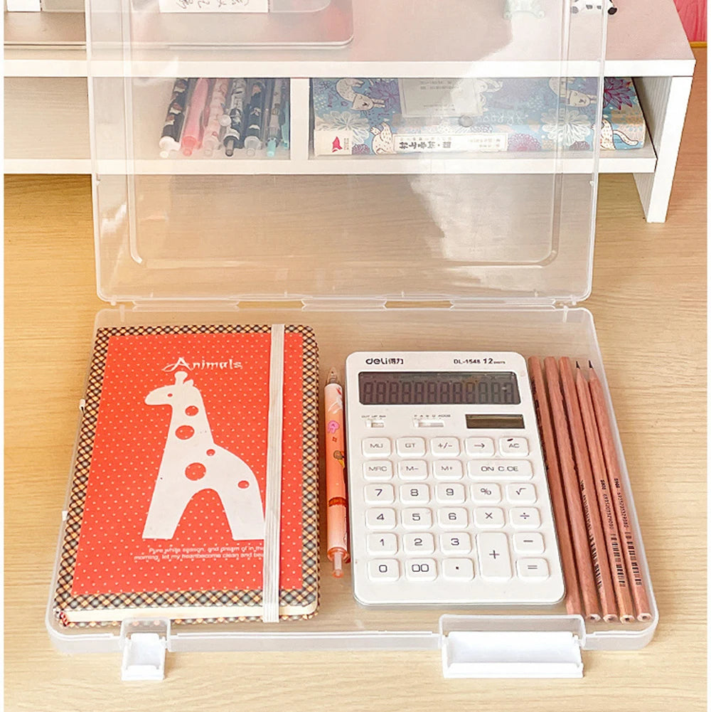 A4 File Storage Box Transparent Portable Folder Document Case Organizer Waterproof and Dustproof Test Paper Classification Boxes