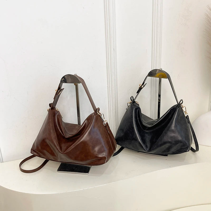 2025 Winter New Retro Rectangle PU Solid Color Zipper Water Proof Crossbody Bags High Quality Multiple Compartments Bags