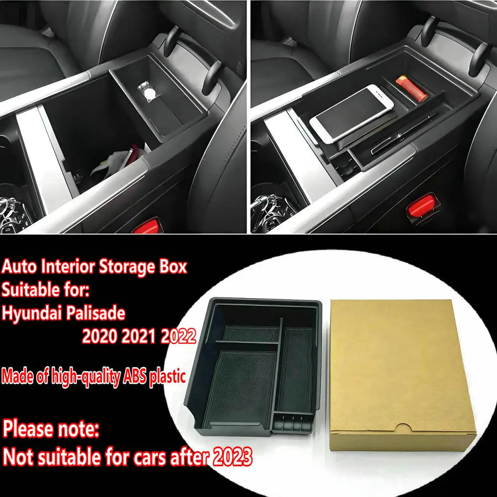 Auto Interior Storage Box For Hyundai Palisade 2020 2021 2022 Car Middle Armrest Storage Box Organizer Tray Car Accessories