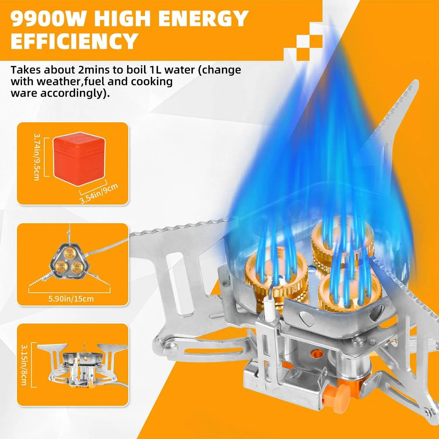 9900W Big Power Camping Gas Stove Portable Outdoor Windproof Stove Camping Picnic Survive Burner Foldable Hiking Gas Stove