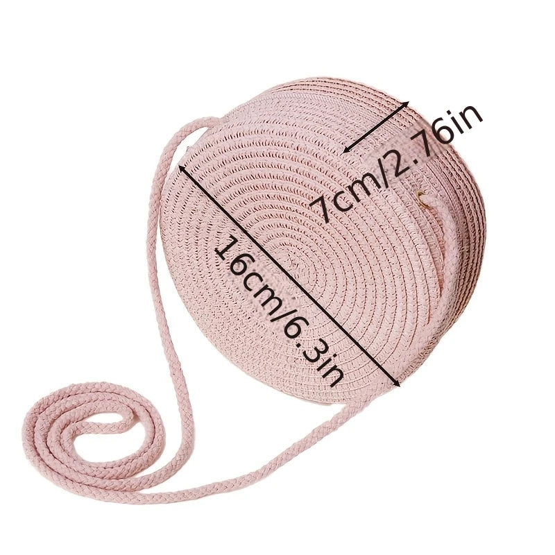 Personalized Name Daisy Straw Crossbody Bag Women Round Woven Shoulder Bag Summer Beach Handbag Gift