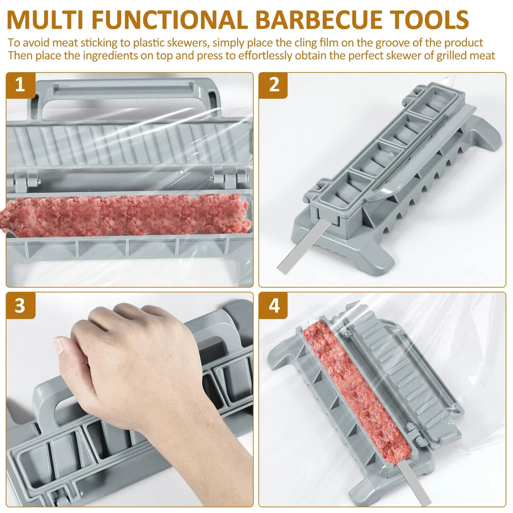 8/9 Inch Wide Flat Kebab Maker Kebab Skewers Stainless Steel BBQ Barbecue Kebob Skewer Row for Brazilian Koobideh Persian
