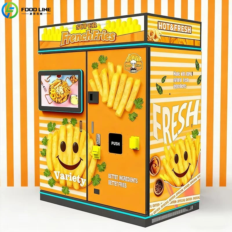 Customized 24H Self-service French Fries Vending Machine Automatic Snack Maker For Shopping Mall Station Commercial Use