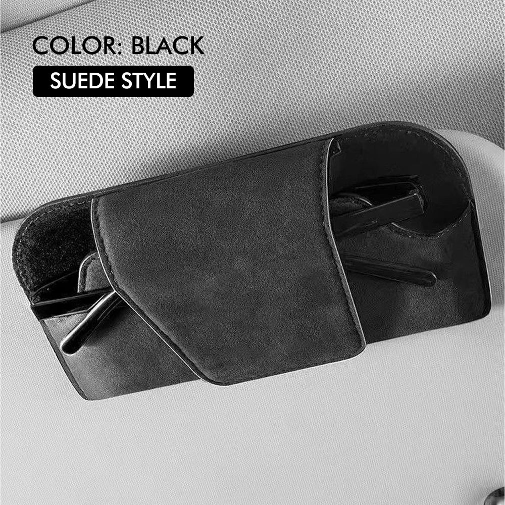 Car Glasses Case Auto Sun Visor Premium Suede Glasses Holder Wear-Resistant Sunglasses Protective Box Universal Cars Accessories