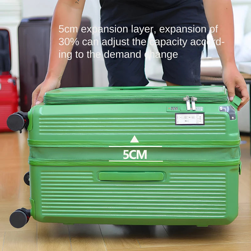 Expandable Large Size Travel Suitcase 32/34 inch Side Opening Large Deep Compartment Five-Wheel Luggage Thickened valise voyage