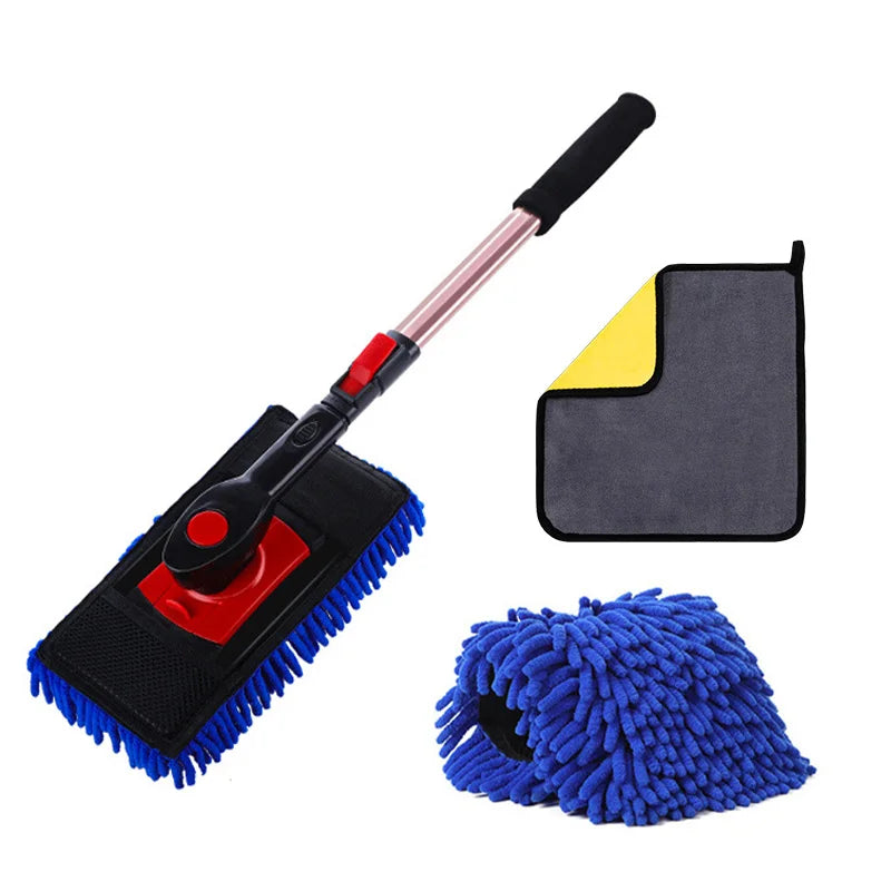 SEAMETAL Telescoping Car Wash Brush Mop Towel Kit Long Handle Chenille Mop Brusher Car Washing Dust Removal Cleaning Supplies