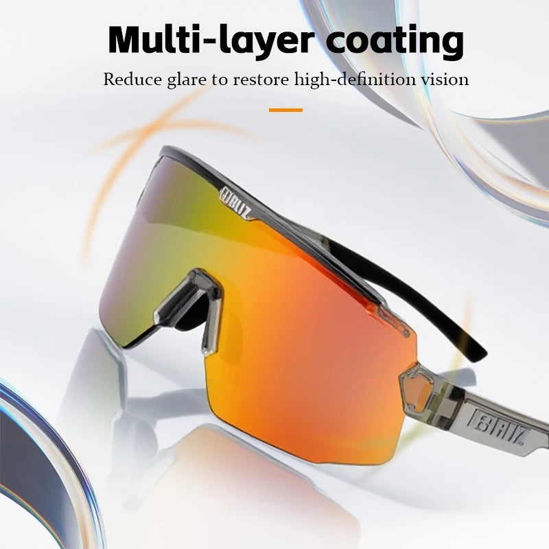 B BLIZ Breeze Unisex UV400 Photochromic Sports Sunglasses, Windproof Cycling Running Glasses with Replaceable Lenses for Outdoo
