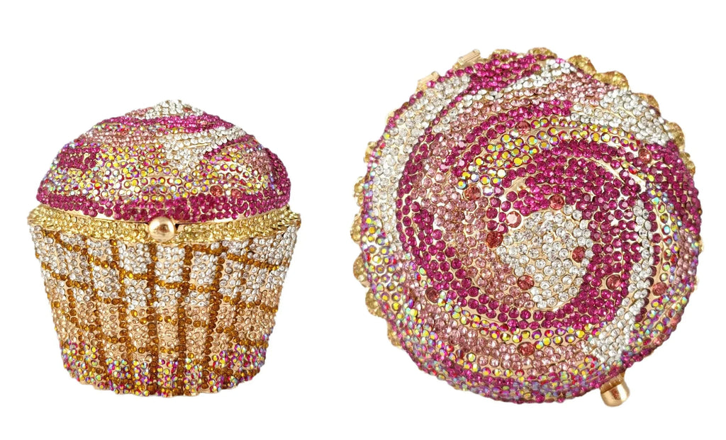 Boutique De FGG (in stock) Women Cupcake Clutch Evening Bag Crystal Wedding Purse and Handbag Bridal Party Minaudiere Bag