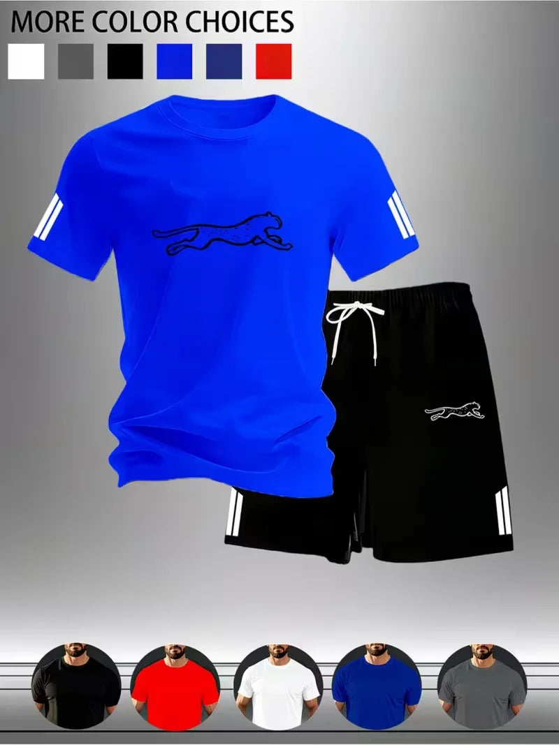 New Street Trendy Men's Summer Breathable Sportswear Short Sleeve Shorts Lightweight Quick Drying Comfortable Fashionable Sports