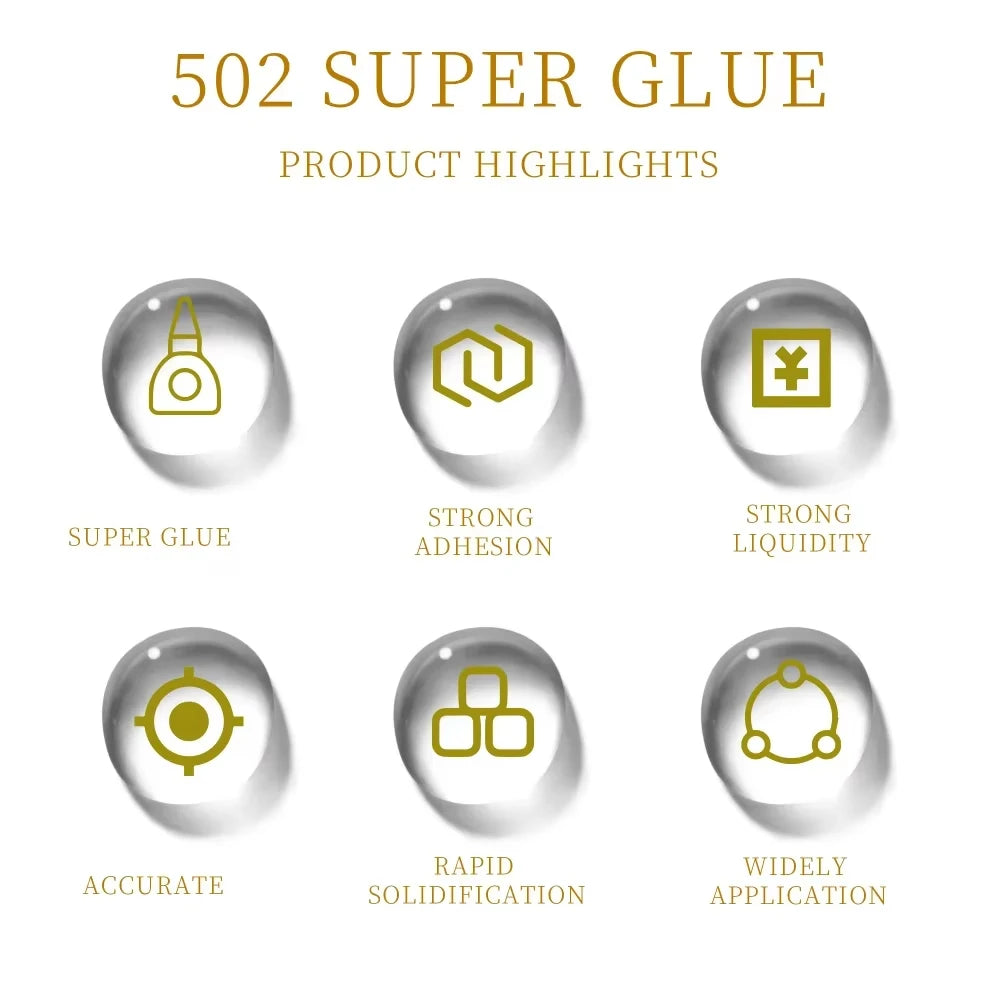 1/3/10PCs 502 Super Glue Instant Quick-Drying Cyanoacrylate Adhesive for Leather Rubber Wood Metal Strong Bond Liquid Glue Tool