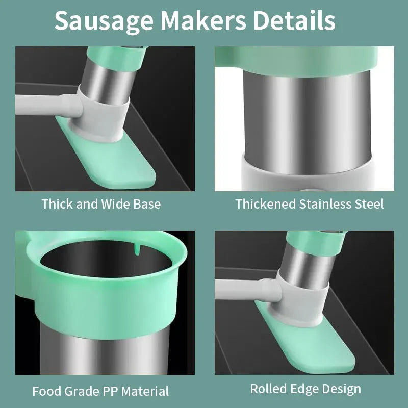 Sausage Stuffer Machine with 4 Stuffing Tubes Meat Stuffer Sausage Filling Tool Household Manual Vertical Sausage Maker Tool Kit