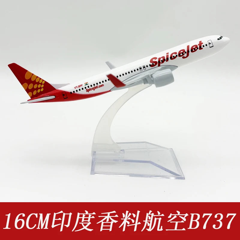 16cm 1/400 Scale Planes B737 SpiceJet Airways Metal Diecast Aircraft Models Miniature Airplane For Collection Desktop Display